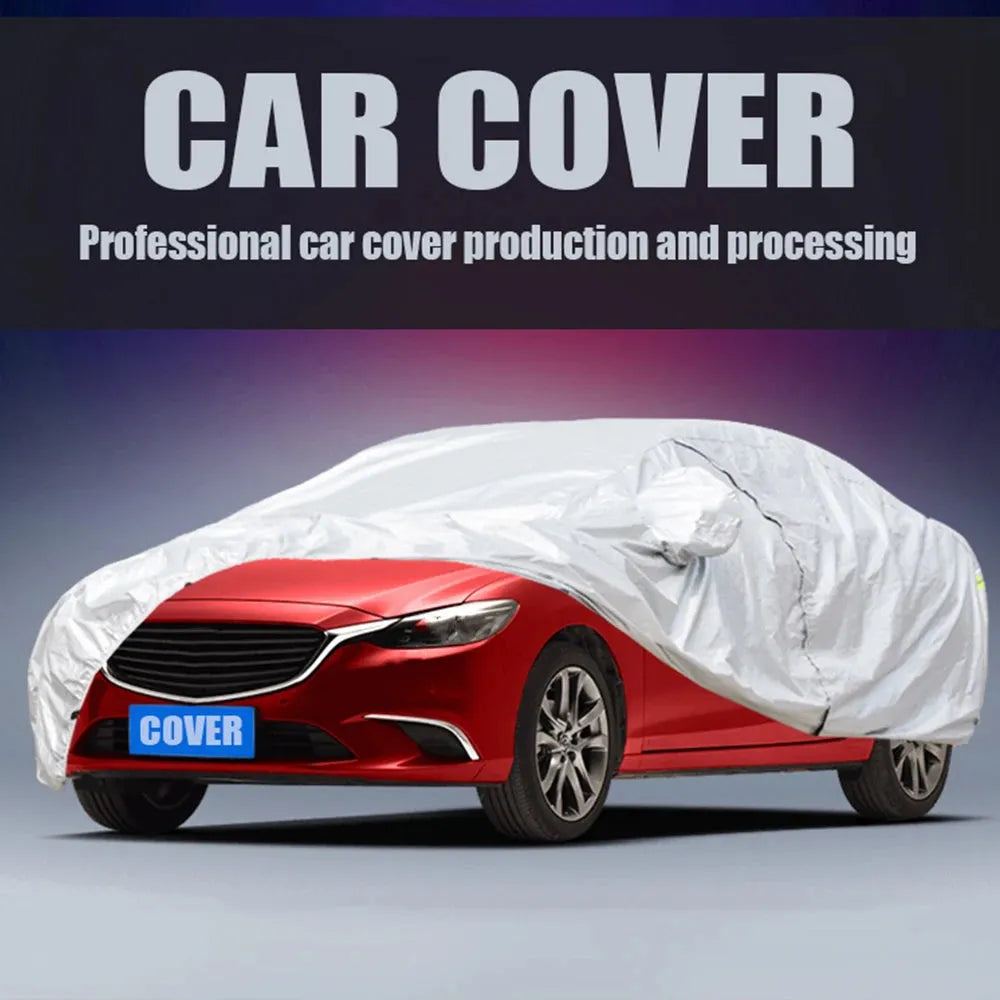 Universal Full Car Covers Winter Waterproof Snow Ice Dust Anti-UV Protection Wind Sunshade Cover For SUV SEDAN HATCHBACK Silver
