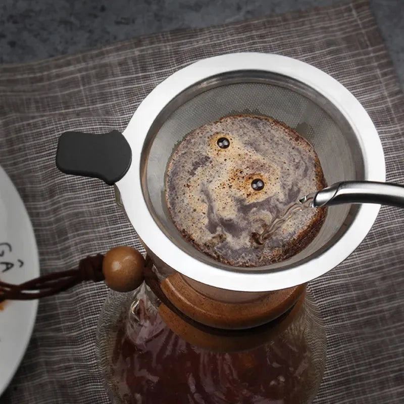 HiBREW 400ML Classic Glass Coffee Pot Wooden Handle Heat Resistant Pour Over Coffee Maker Manual Coffeemaker Hand Dripper