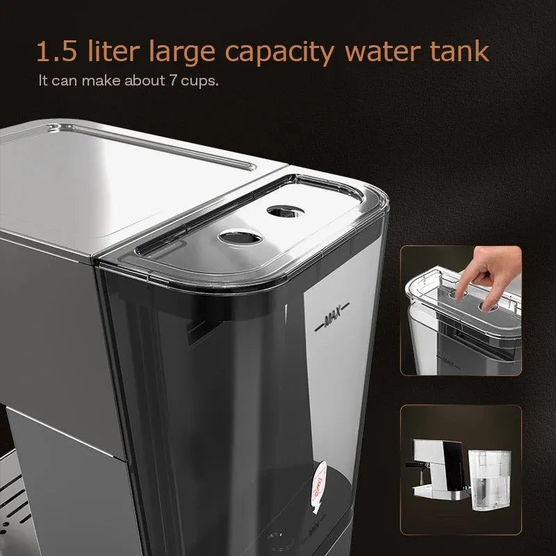 HiBREW 20Bar Espresso Coffee Machine Inox Case Semi Automatic Full Stainless Steel Coffee Espresso Maker, Cappuccino H10