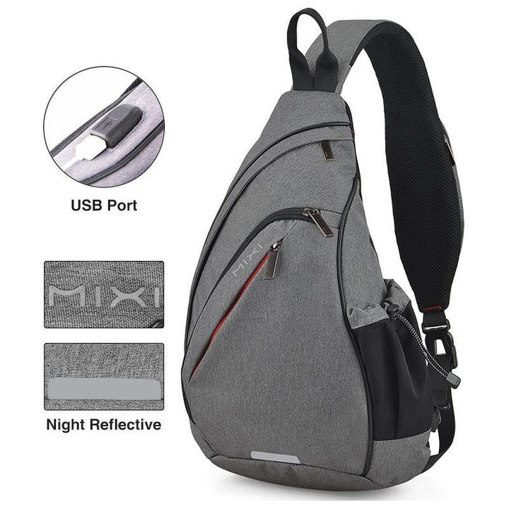 Mixi Men One Shoulder Backpack men Sling Bag Crossbody USB Boys Cycling Sports Travel Versatile Fashion Bag Student School - Jointcorp