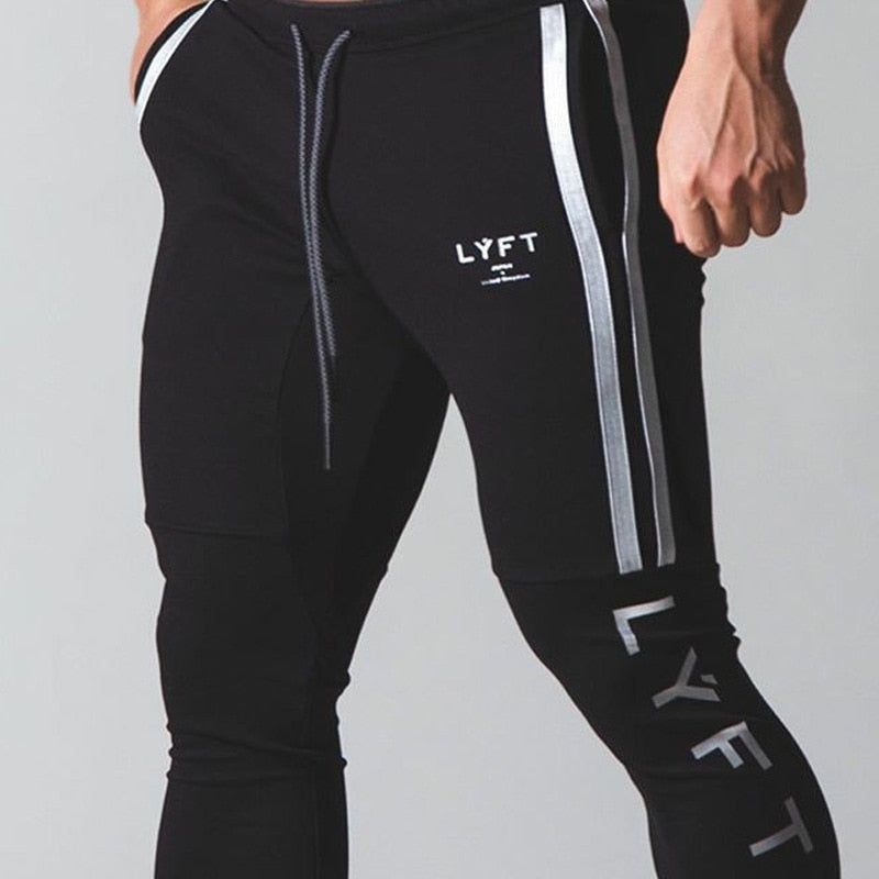 Jogging Pants Men's Sports Gym Fitness Pants Men's Cotton White Clip Strip Printing Fashion Casual Tights - Jointcorp