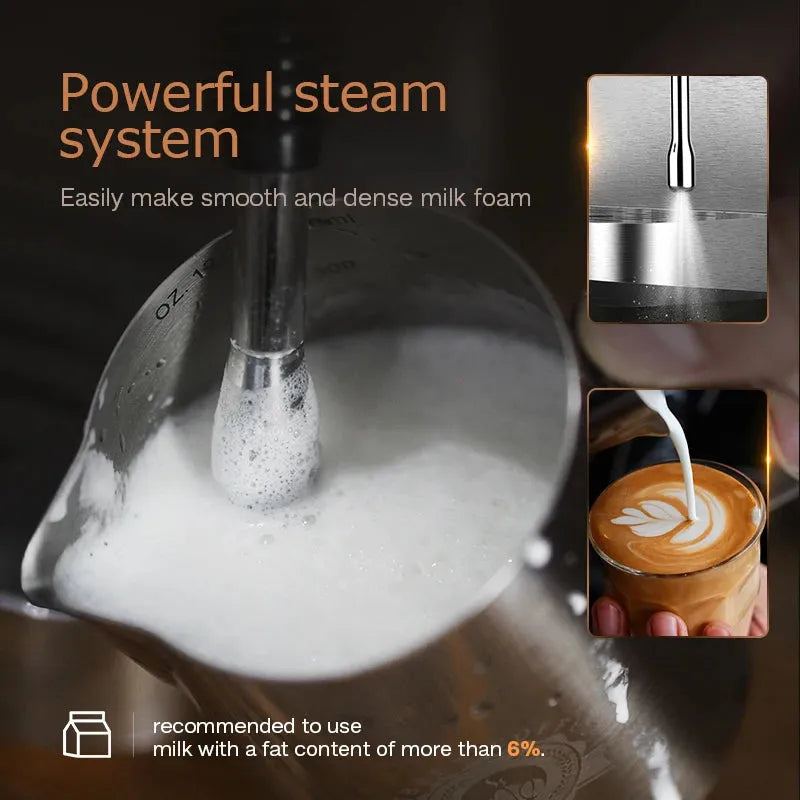 HiBREW 20Bar Espresso Coffee Machine Inox Case Semi Automatic Full Stainless Steel Coffee Espresso Maker, Cappuccino H10