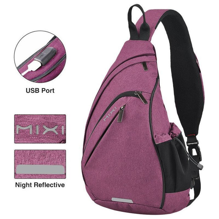 Mixi Men One Shoulder Backpack men Sling Bag Crossbody USB Boys Cycling Sports Travel Versatile Fashion Bag Student School - Jointcorp