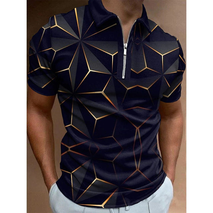 Casual Short-sleeved Digital Printing Zipper Pullover Men's - Jointcorp
