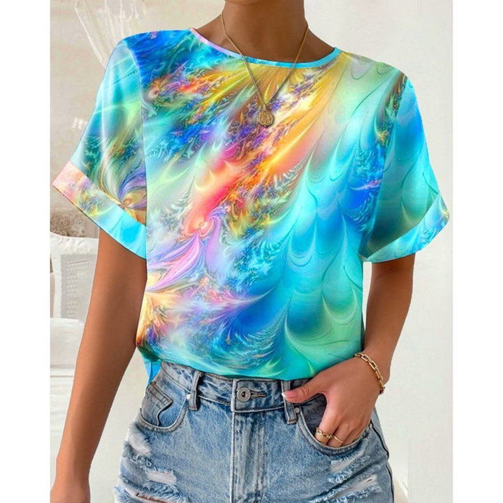 Casual Camouflage Printed Round Neck Pullover Women's Short Sleeved T-shirt - Jointcorp