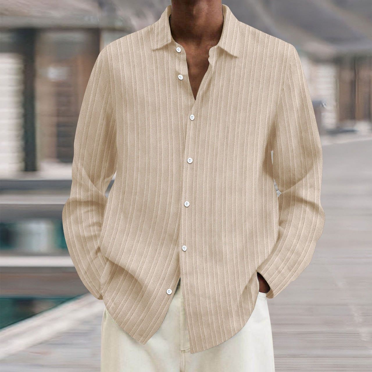 Four Seasons Long Sleeve Lapel Loose Button Shirt