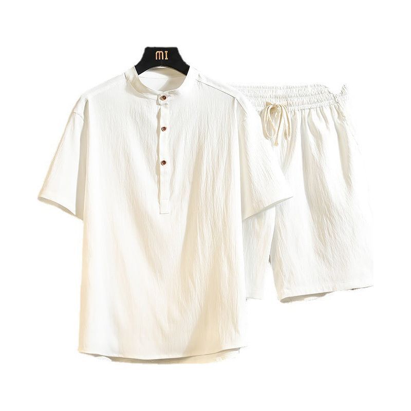 Chinese Style Two-piece Suit Summer New Stand Collar Retro Short Sleeve Suit - Jointcorp