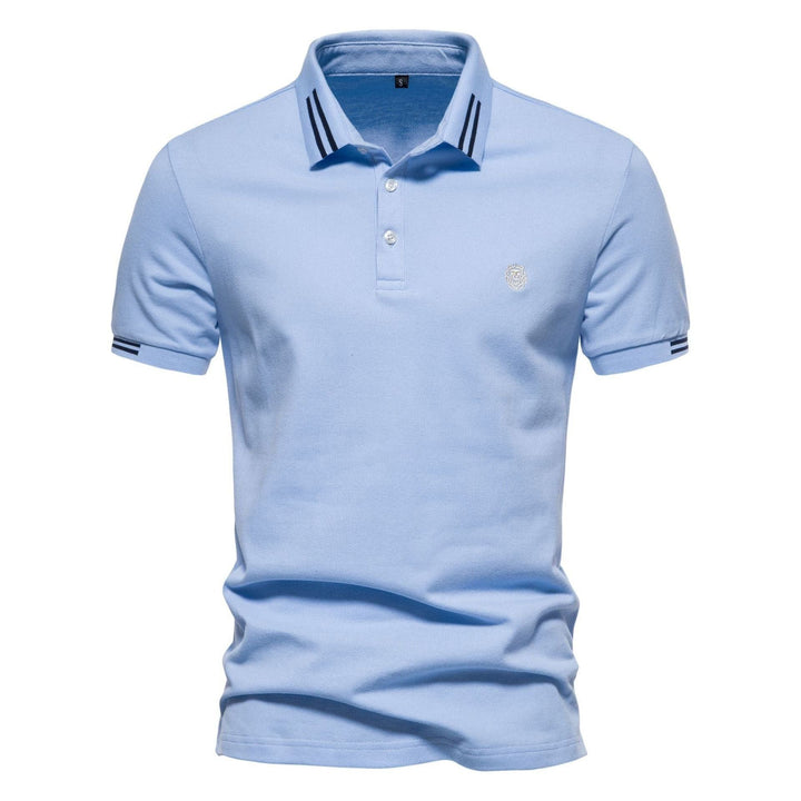Men's Fashion Casual Polo Collar Striped Design Short Sleeve Top - Jointcorp