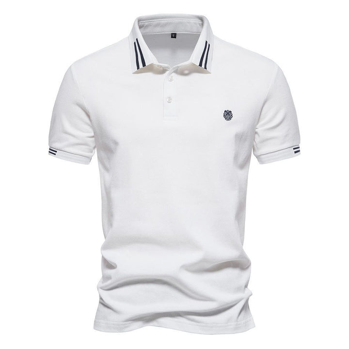Men's Fashion Casual Polo Collar Striped Design Short Sleeve Top - Jointcorp