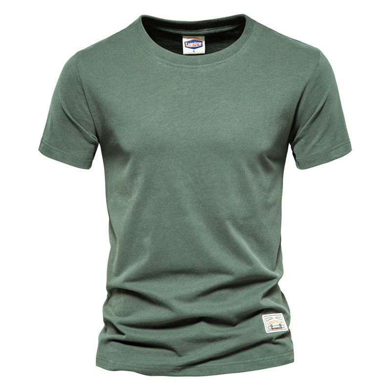 Men's Fashion Casual Solid Color American Crew Neck Cotton Short Sleeve - Jointcorp