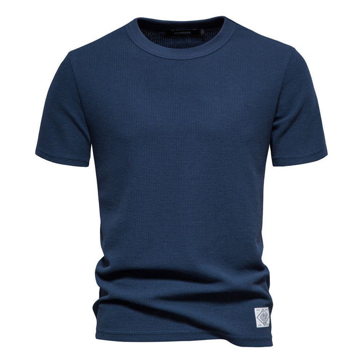Men's Fashion Casual Waffle Round Neck Bottoming Shirt - Jointcorp