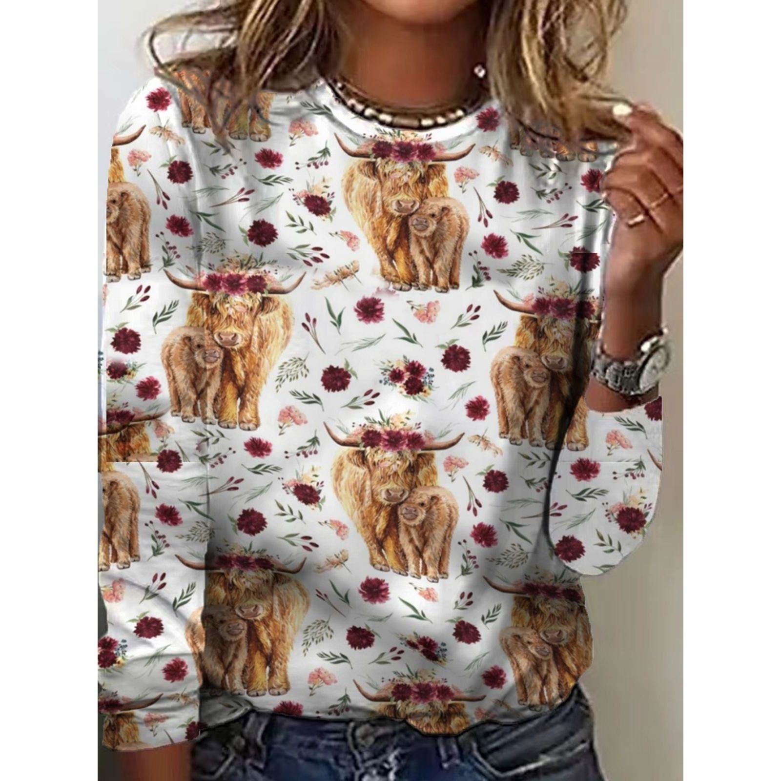Women's Top Round Neck Loose Long-sleeved - Jointcorp