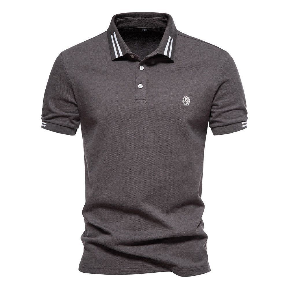 Men's Fashion Casual Polo Collar Striped Design Short Sleeve Top - Jointcorp