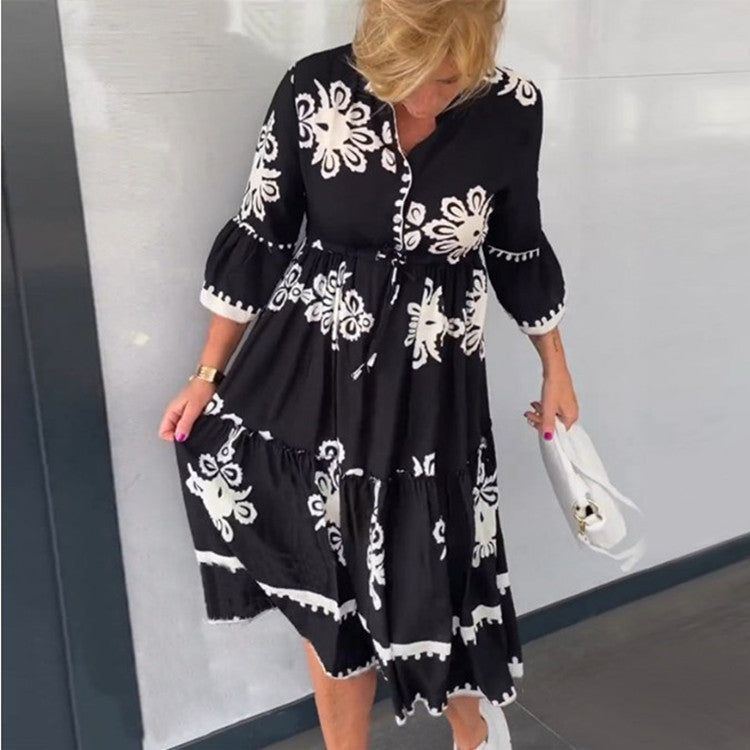 Women's European And American Printed Dress - Jointcorp