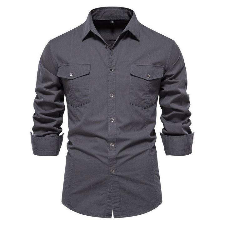 Men's Fashion Casual Solid Color Long Sleeve Shirt - Jointcorp