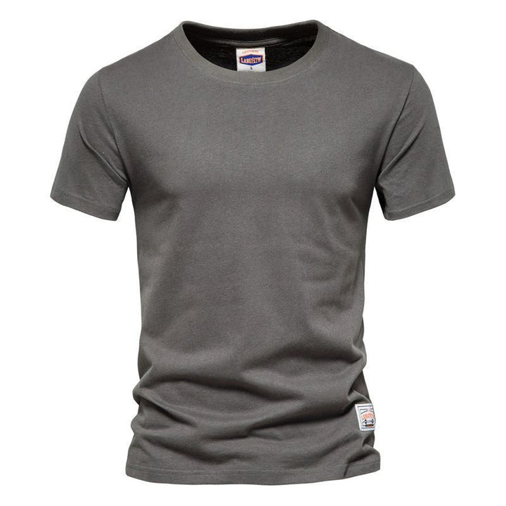Men's Fashion Casual Solid Color American Crew Neck Cotton Short Sleeve - Jointcorp