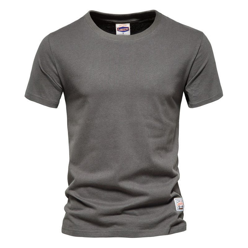 Men's Fashion Casual Solid Color American Crew Neck Cotton Short Sleeve - Jointcorp