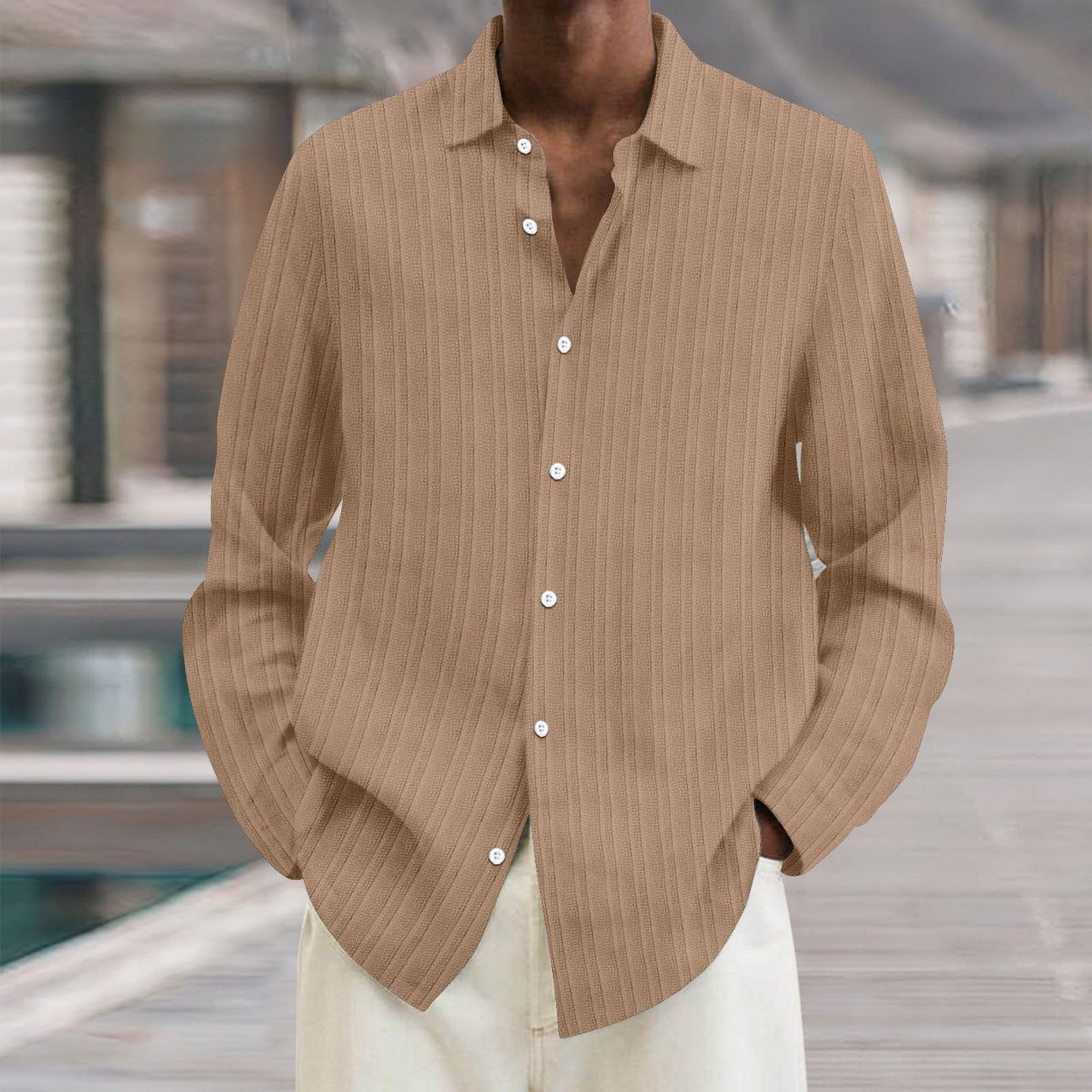 Four Seasons Long Sleeve Lapel Loose Button Shirt