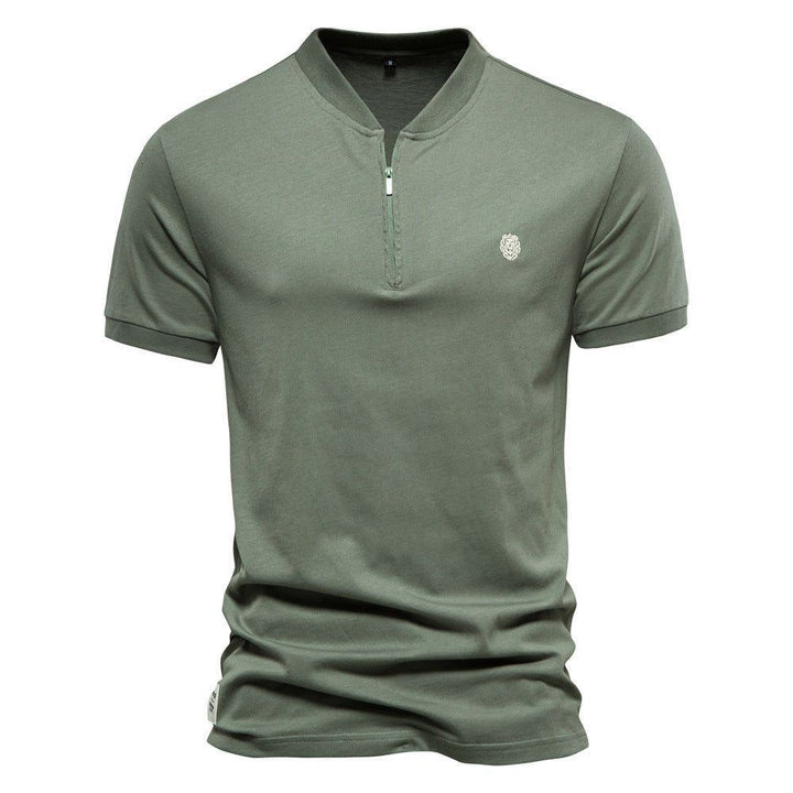 Men's Fashion Casual Embroidered Zipper Short-sleeved T-shirt - Jointcorp