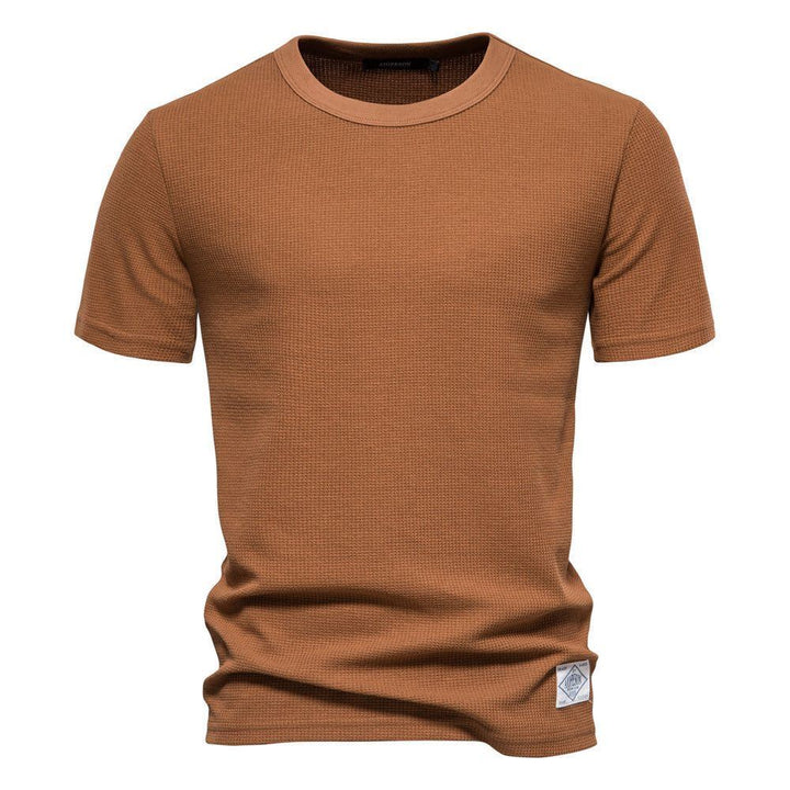 Men's Fashion Casual Waffle Round Neck Bottoming Shirt - Jointcorp