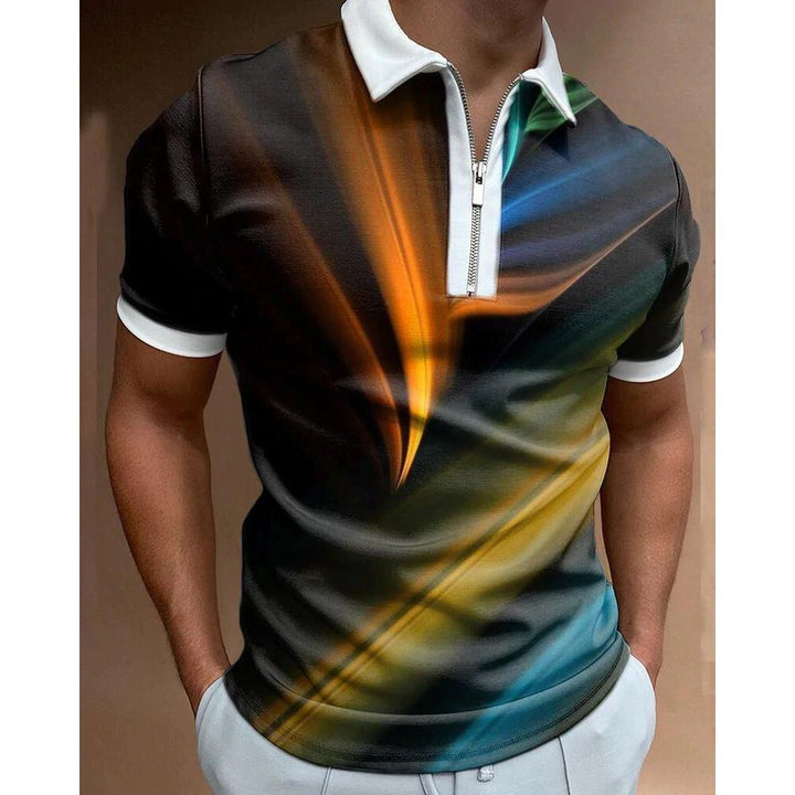 Casual Short-sleeved Digital Printing Zipper Pullover Men's - Jointcorp