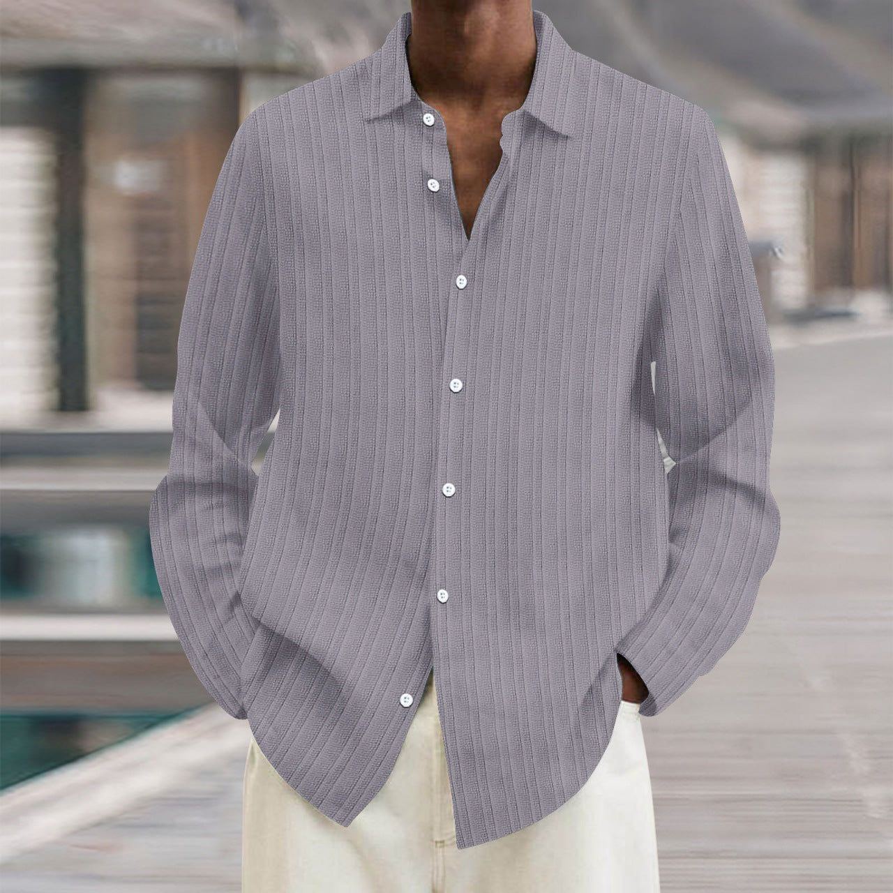Four Seasons Long Sleeve Lapel Loose Button Shirt - Jointcorp