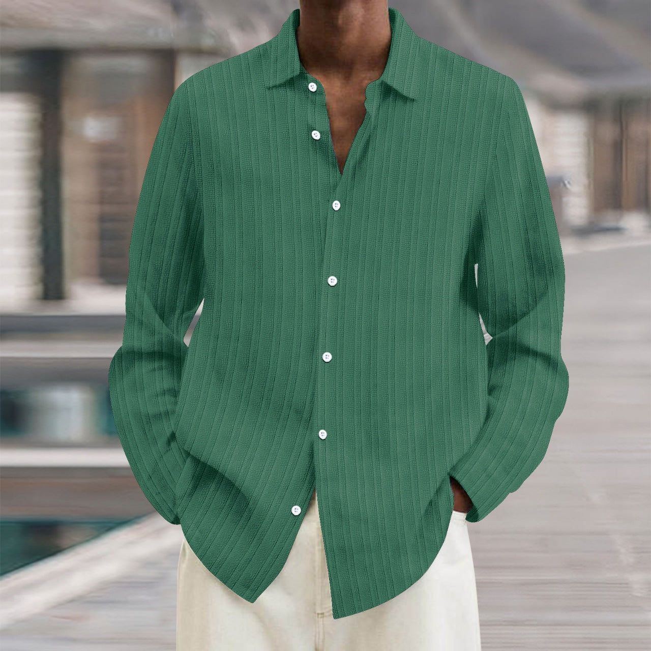 Four Seasons Long Sleeve Lapel Loose Button Shirt
