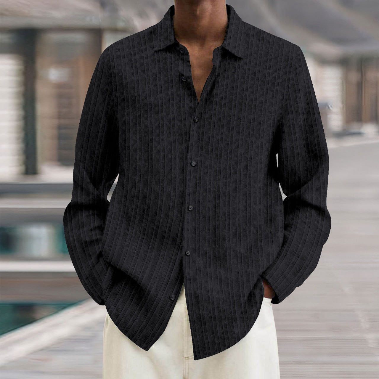 Four Seasons Long Sleeve Lapel Loose Button Shirt - Jointcorp