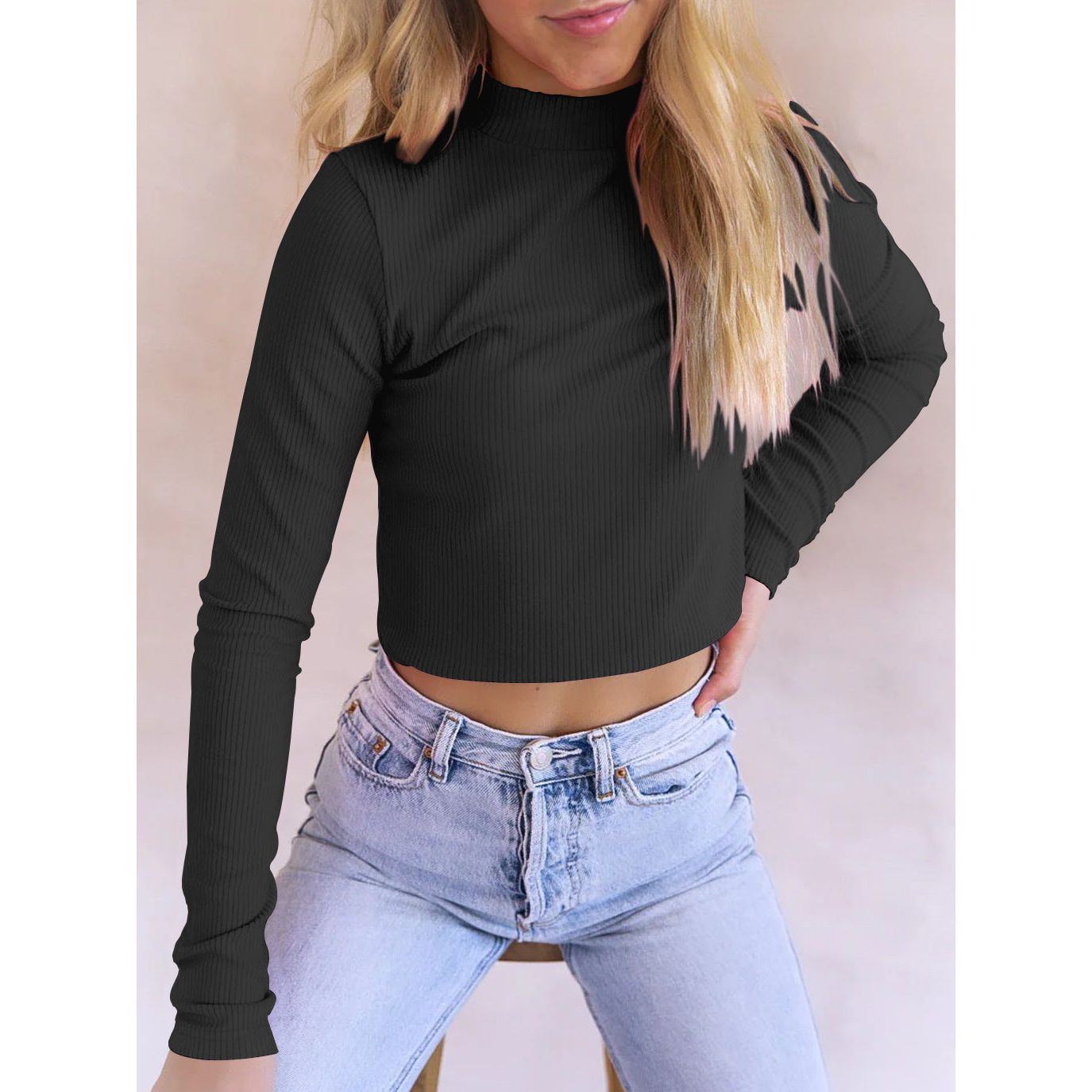 Women's Fashion Casual Bottoming Tight T-shirt Knitwear