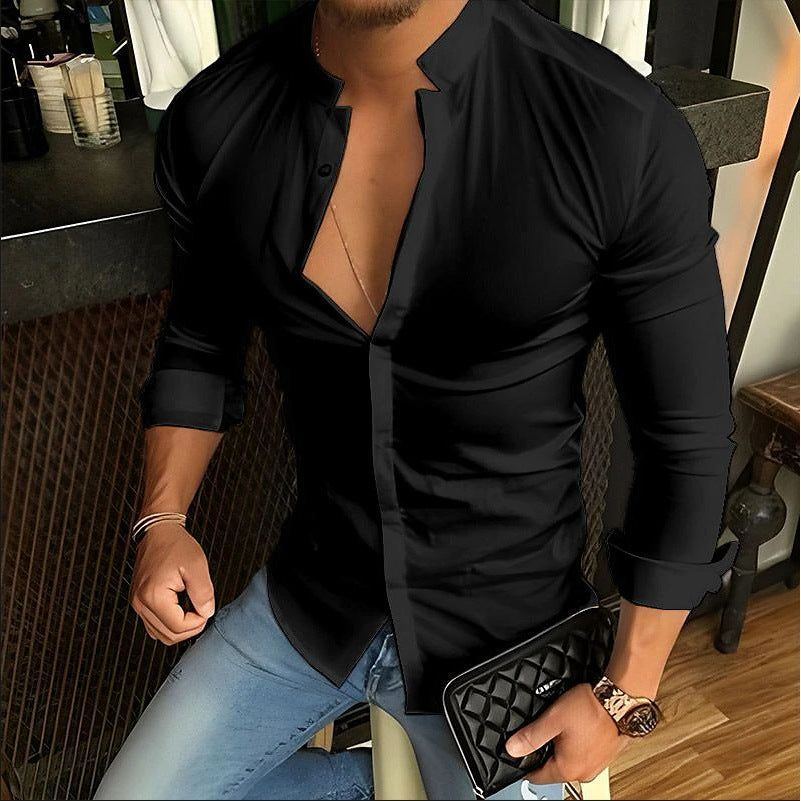 Men's Casual Fashion Stand Collar Shirt - Jointcorp