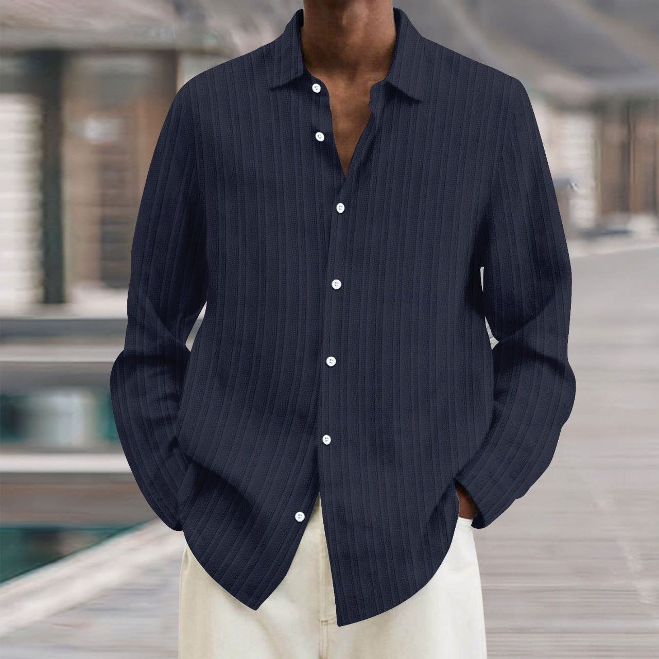 Four Seasons Long Sleeve Lapel Loose Button Shirt - Jointcorp