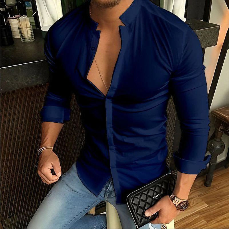 Men's Casual Fashion Stand Collar Shirt - Jointcorp
