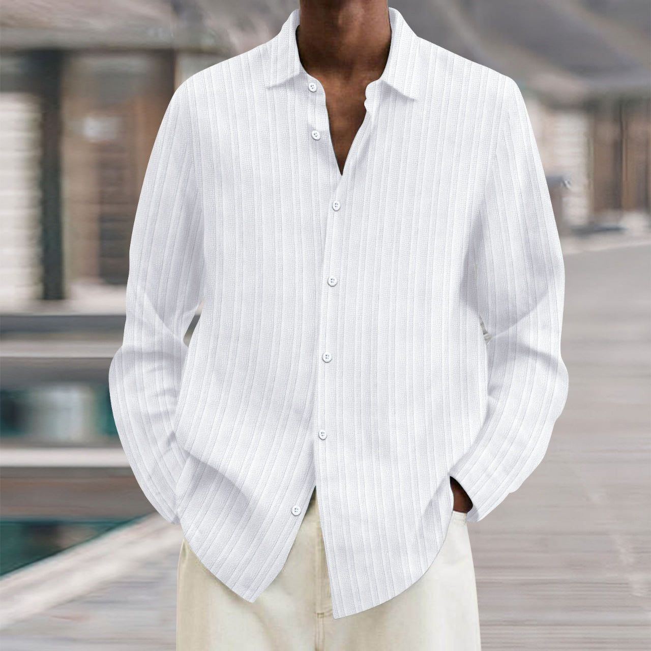 Four Seasons Long Sleeve Lapel Loose Button Shirt - Jointcorp