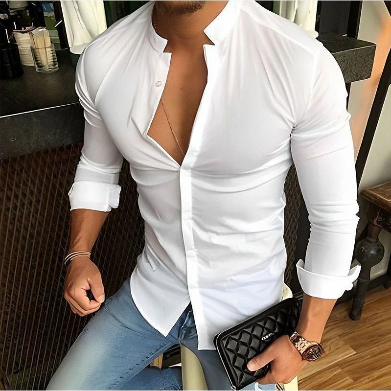 Men's Casual Fashion Stand Collar Shirt - Jointcorp