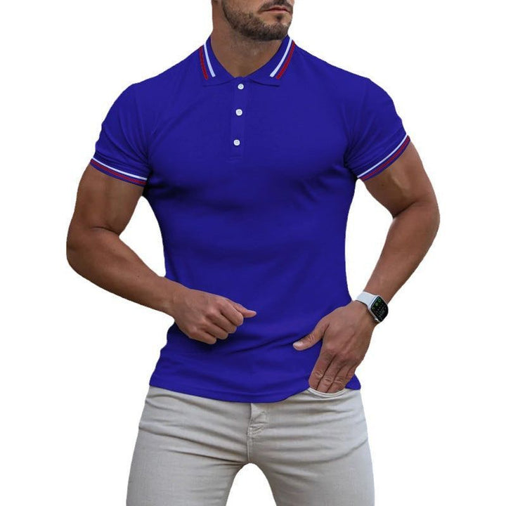 Slim Fit Flat Knit Sleeve Casual Short Sleeve Polo Shirt - Jointcorp