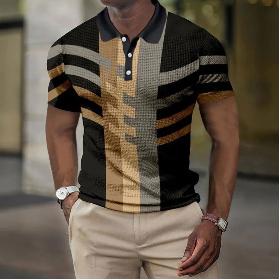 Casual Short-sleeved Digital Printing Zipper Pullover Men's - Jointcorp