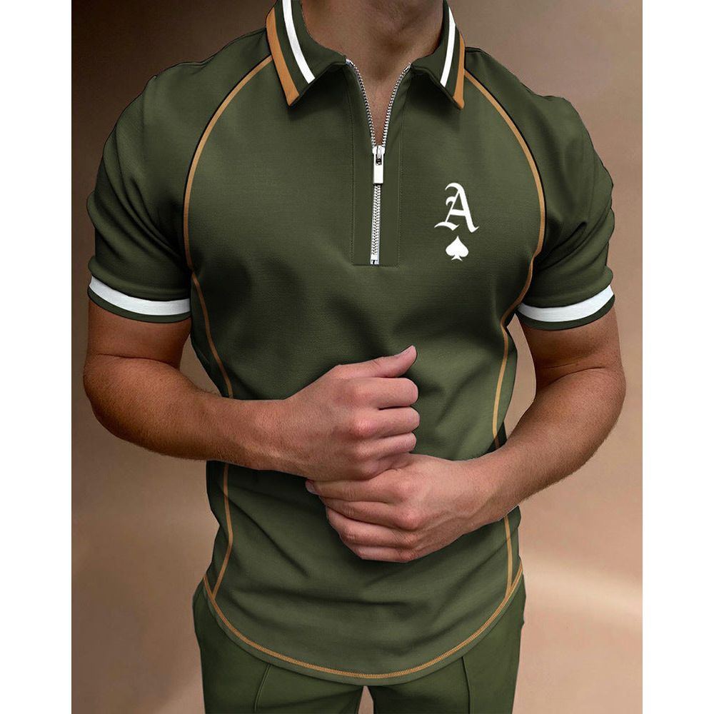 Casual Short-sleeved Digital Printing Zipper Pullover Men's - Jointcorp