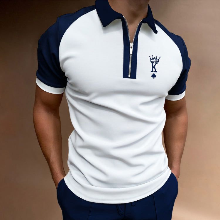 Casual Short-sleeved Digital Printing Zipper Pullover Men's - Jointcorp
