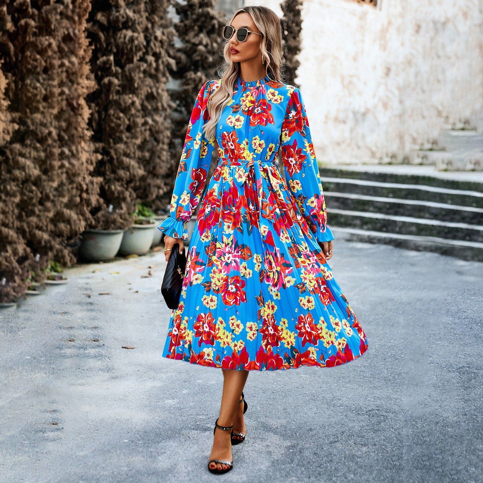 Women's Fashionable Round Neck Printed Dress - Jointcorp