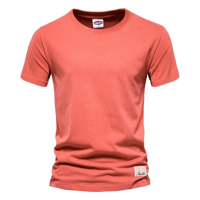 Men's Fashion Casual Solid Color American Crew Neck Cotton Short Sleeve - Jointcorp