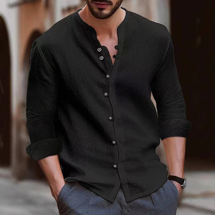 Men's Retro Cotton And Linen Casual Loose Long-sleeved Shirt - Jointcorp