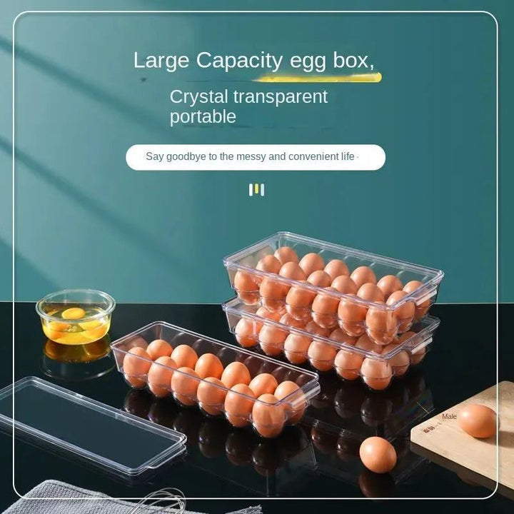 Refrigerator Egg Storage Container Food Grade Sealed Kitchen Organizer Large PET Transparent Lattice Egg Storage Container