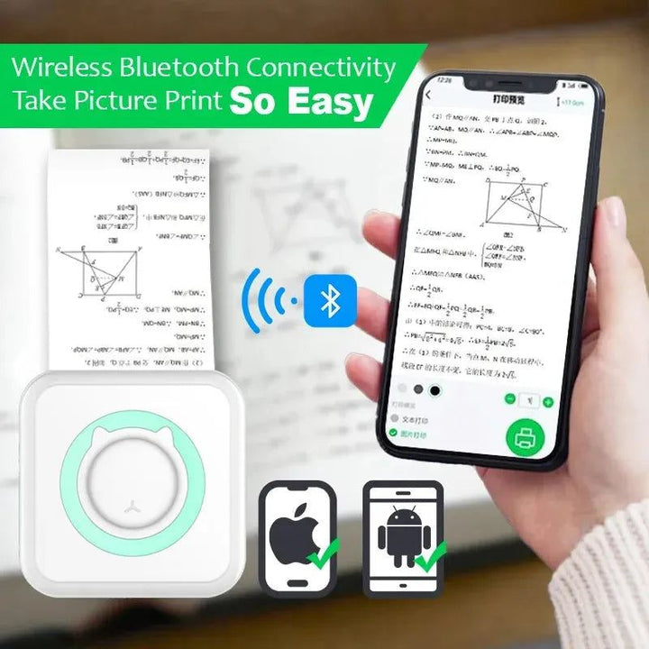 Portable Mini Thermal Printer Wirelessly BT 203dpi Photo Label Memo Wrong Question Printing With USB Cable Imprimante Portable