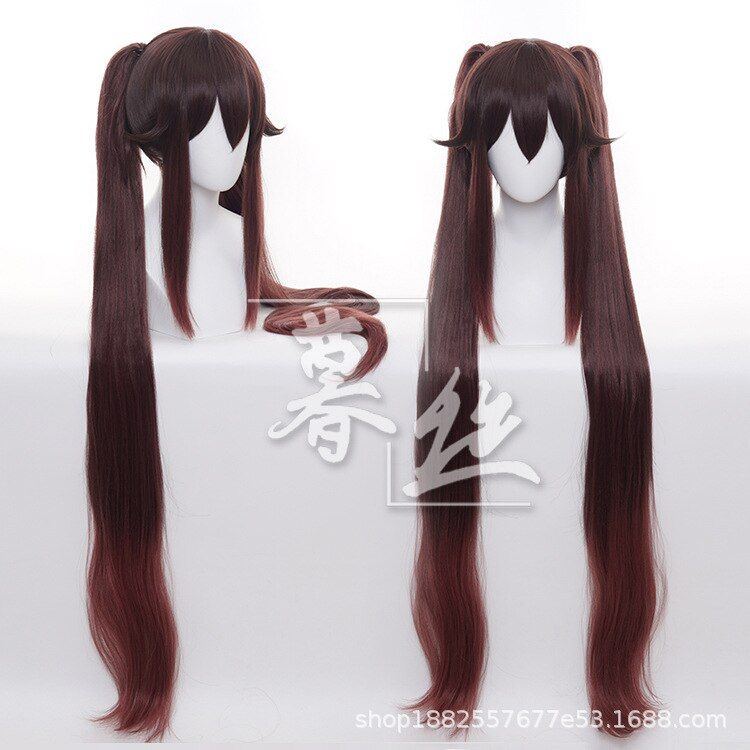 Game Genshin Impact Hutao Cosplay Costume Wig Pony Tail Liyue Hu Tao Rings Genshin Cosplay Costumes
