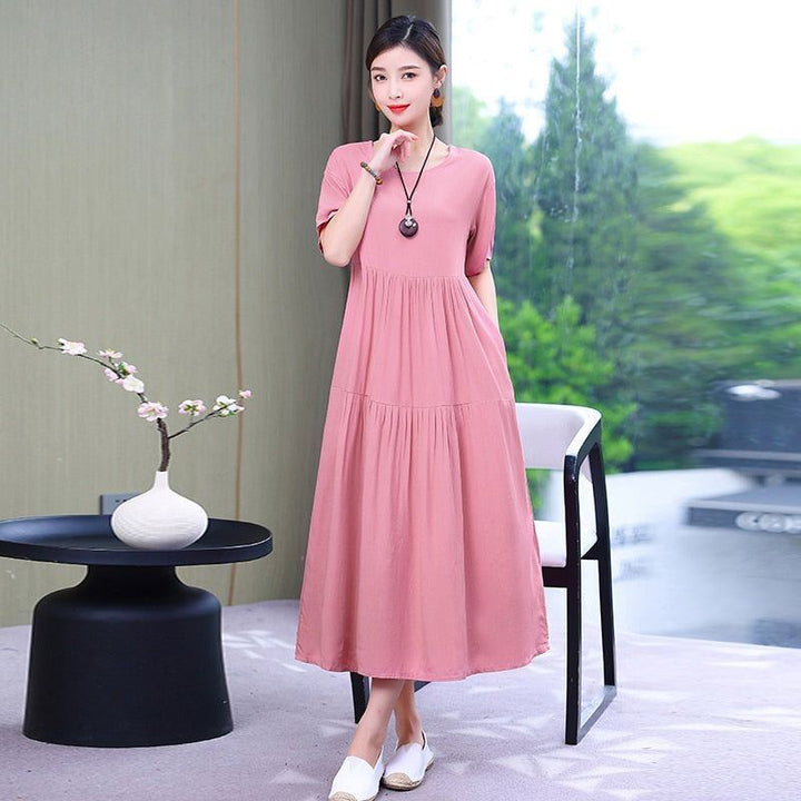 Dress For Women Floral Print Short Sleeve Elegant Vintage O-Neck Plus Size Dresses Women Clothing - Jointcorp