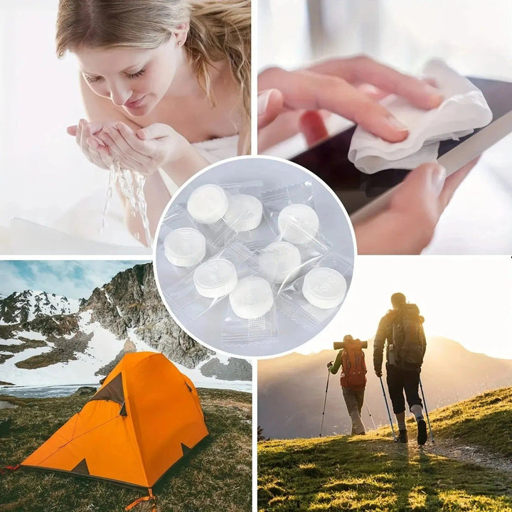 20 50pcs Portable Compressed Towel Disposable Face Cleaning Soft Compressed Hand Wipe Towel Non-Woven Makeup Wipes