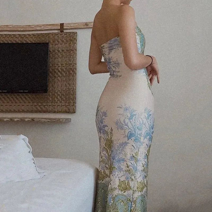 Women Maxi Dress Summer Fashion Strapless Sleeveless
