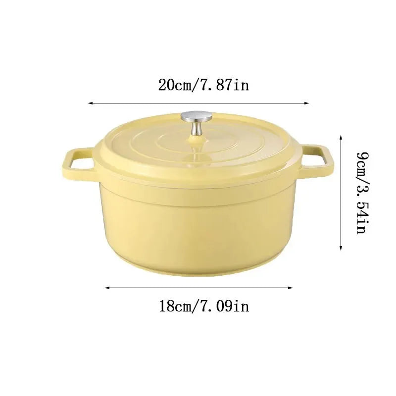 Two Ear Enamel Pot Home Soup Congee Instant Noodles Die-casting Aluminum Enamel Pot Induction Cooker Available