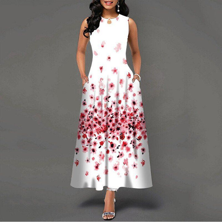 Women New Loose Floral Vintage Hole Ruffles Befree Dress Large Big Summer Camis Party Elegant Maxi Dresses - Jointcorp