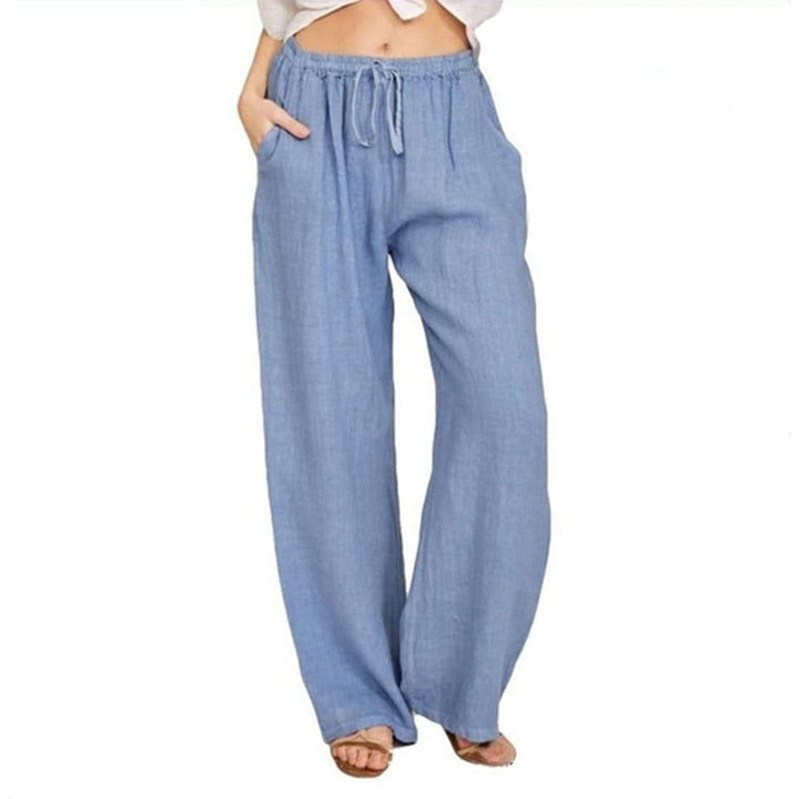 Cotton Linen Pants For Women Casual Trousers Female Drawstring Wide Leg Pants Y2K Clothing Drawstring Pants Women Streetwear Plus size - Jointcorp